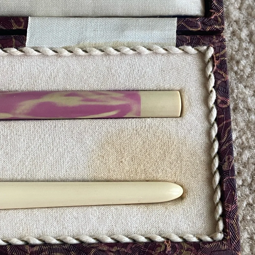 Johann Faber Art Deco Marble celluloid Dip pen pencil ink well desk set